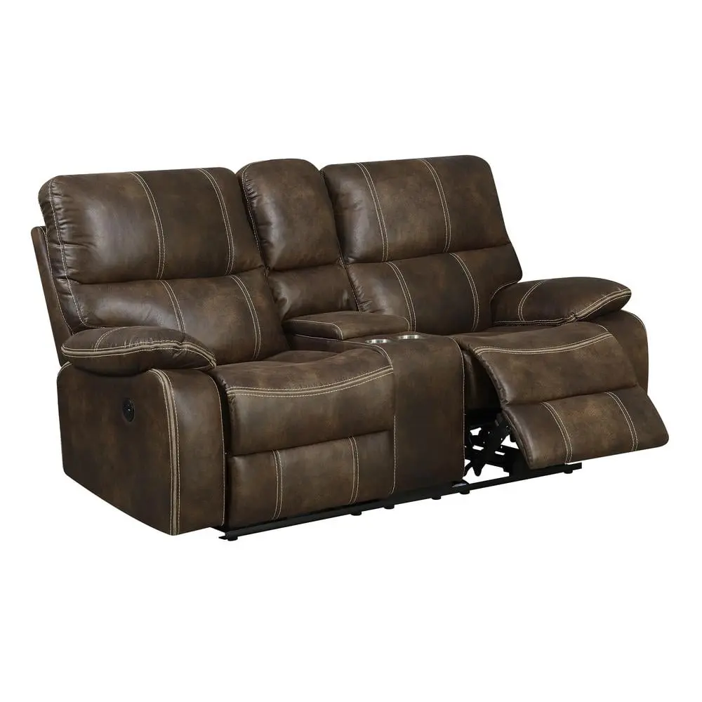 Madrona Burke Power Reclining Loveseat Dual Recliners Hidden Storage Functional Sofa