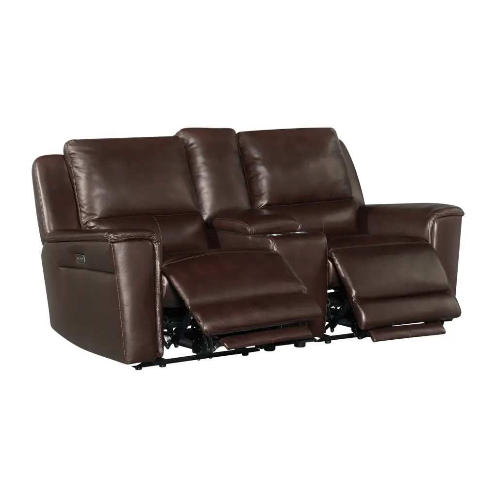 Picket House Furnishings Wylde Power Motion Loveseat Console Dark Brown