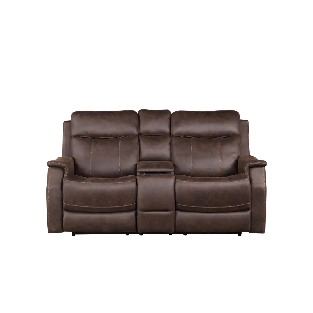 Steve Silver Valencia Dual Power Reclining Loveseat Console Walnut Color Steve Silver Co.