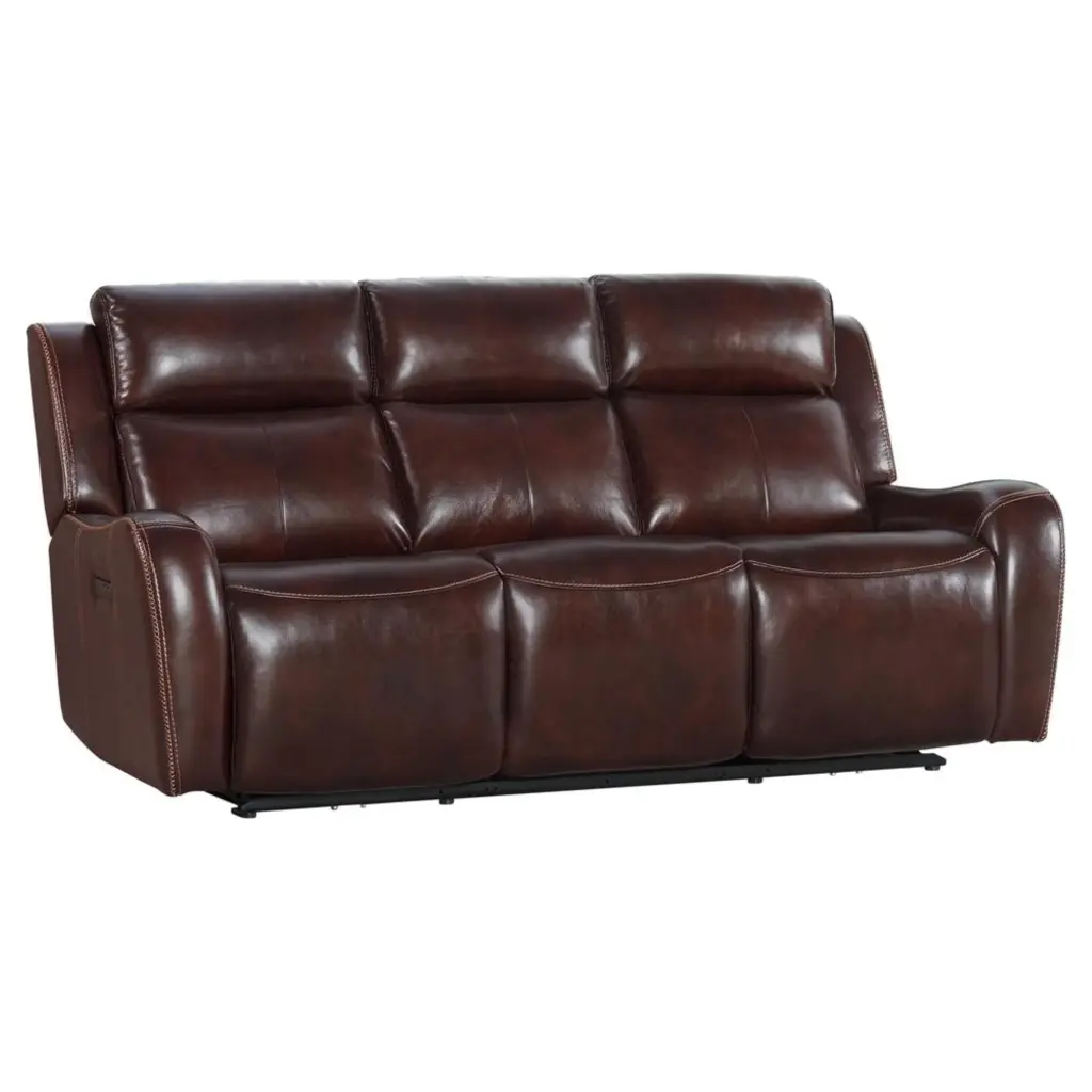 Intercon Furniture Wainwright Transitional Leather Dual-Power Sofa Brown