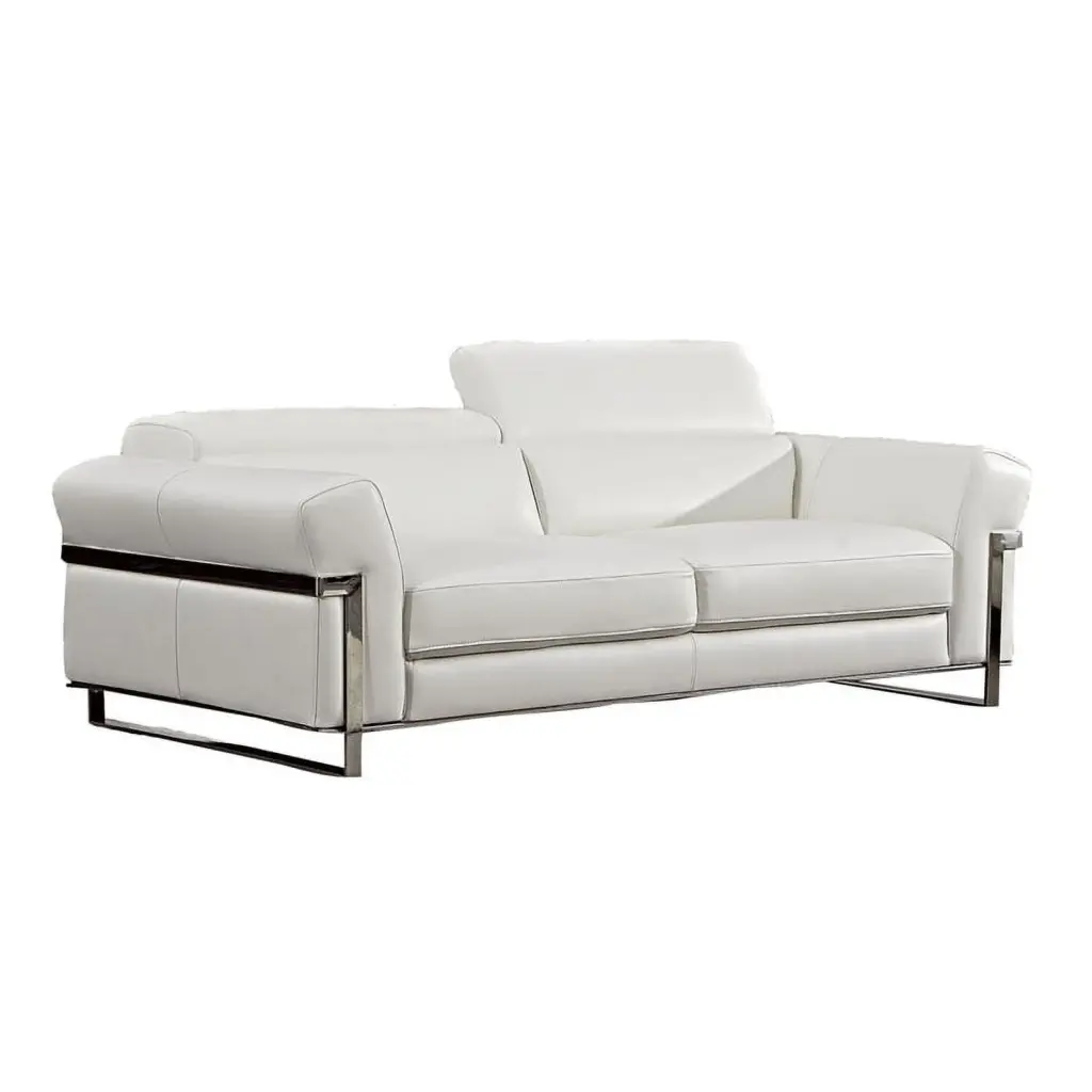 EK012 White Italian Full Leather Sofa Luxury Living Room Furniture American Eagle Furniture