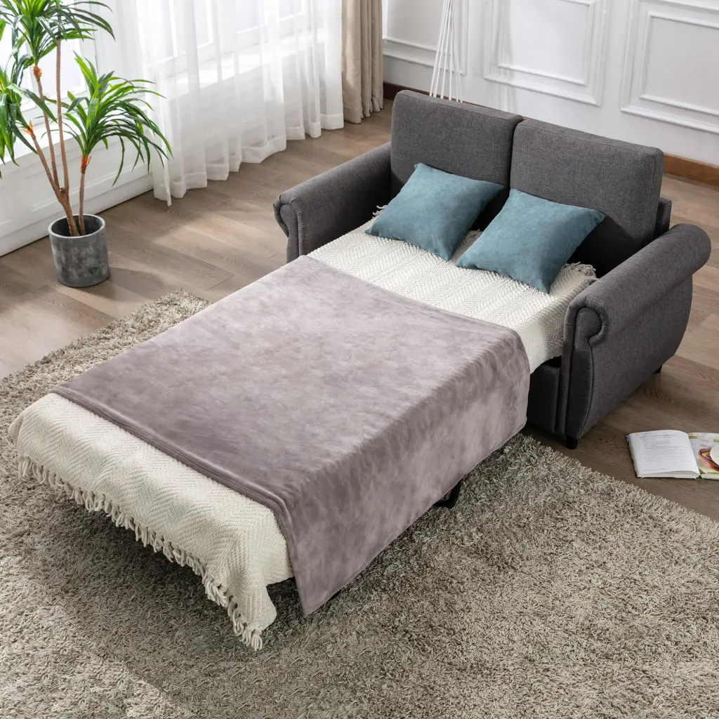 57.5 Multi-Functional Pull Out Sofa Bed Loveseat Sleeper Twin Size Memory Mattress GUTALOR