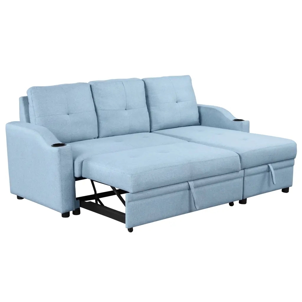 Homiyad 80.3 Orisfur Pull Out Sofa Bed Modern Padded Upholstered Sofa Bed