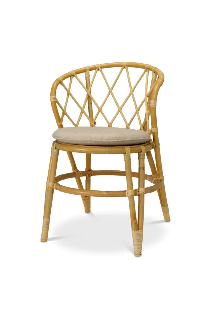 Eichholtz Alvaro Woven Rattan Dining Chair - Coastal Style Kitchen Seating