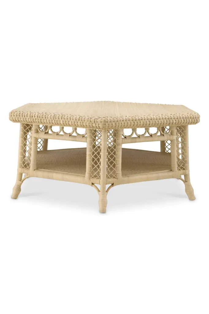 Hexagonal Rattan Coffee Table Eichholtz Saba Boho Chic Living Room Furniture