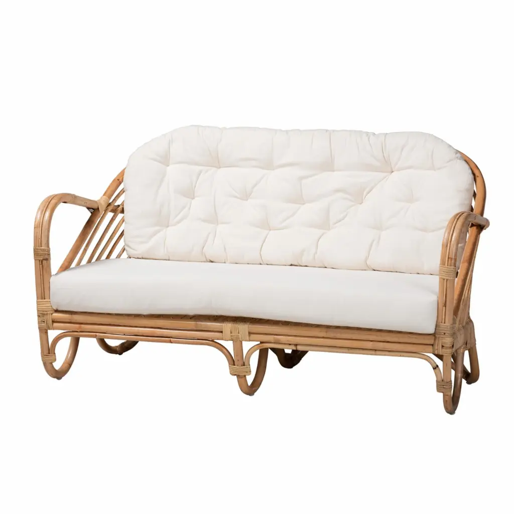 Baxton Studio Aliane Modern Bohemian Natural Brown Antique Rattan Loveseat