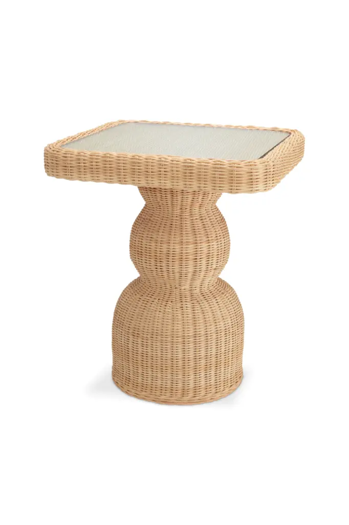 Eichholtz Tiago Natural Rattan Side Table - Boho Bedroom Nightstand