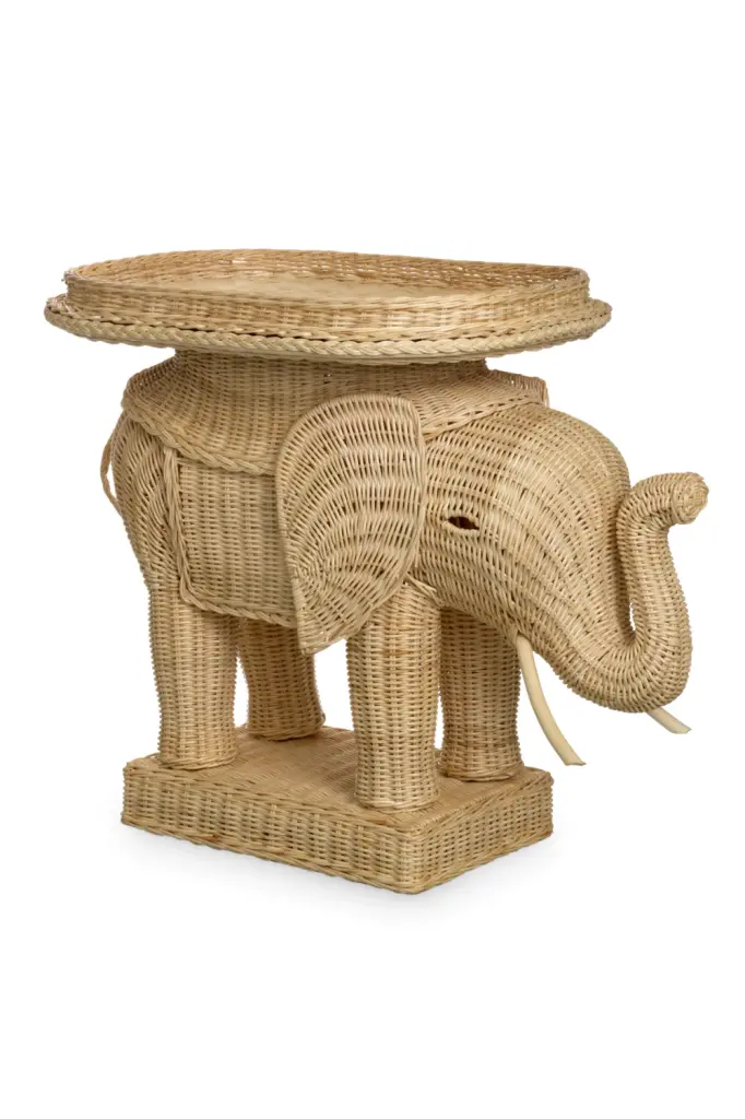 Eichholtz Elephant Rattan Sculptural Side Table