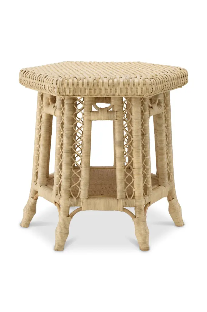 Hexagonal Rattan Side Table Eichholtz Saba Boho Chic End Table Living Room