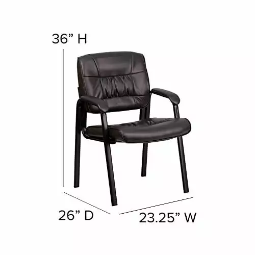 BizChair Brown LeatherSoft Executive Reception Chair Black Metal Frame OuBai