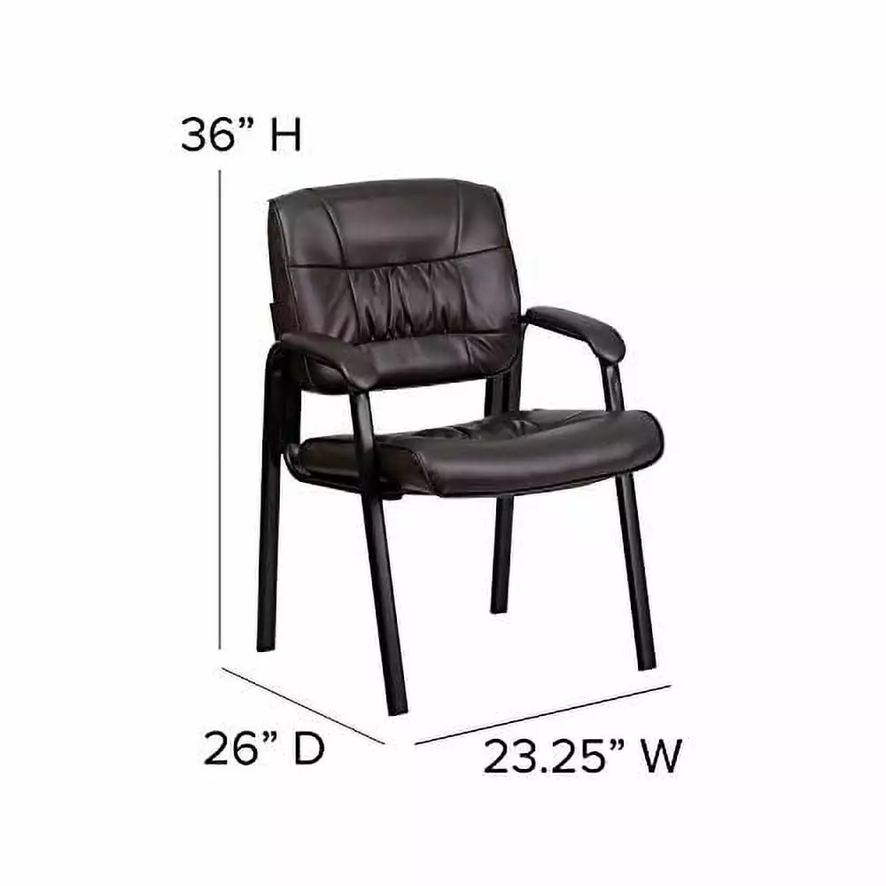 BizChair Brown LeatherSoft Executive Reception Chair Black Metal Frame TeviRoom