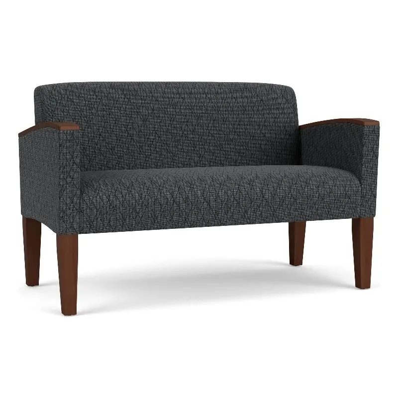 Lesro Belmont Lounge Reception Loveseat Black - Durable Waiting Room Seating