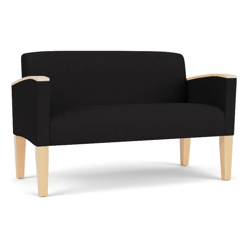 Lesro Belmont Lounge Reception Loveseat Black - Modern Office Waiting Room Furniture