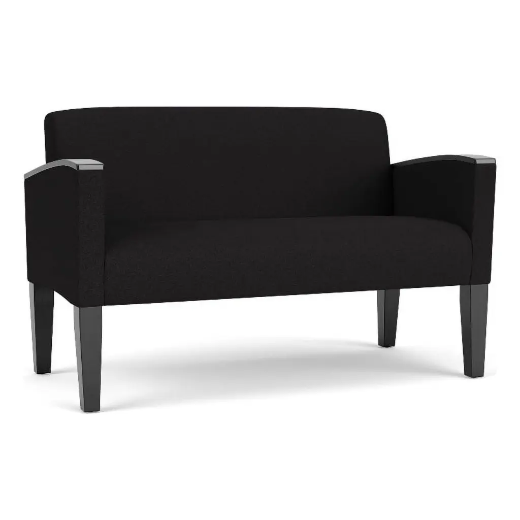 Lesro Belmont Lounge Reception Loveseat Black - Professional Office Waiting Room Sofa