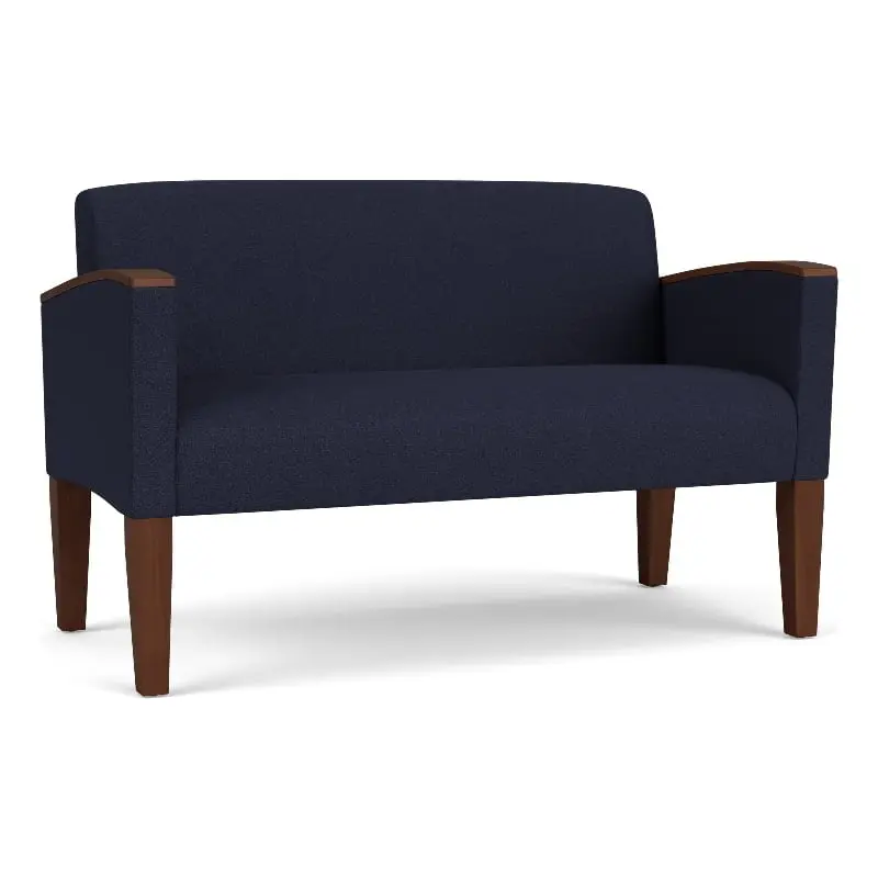 Lesro Belmont Lounge Reception Loveseat Blue - Comfortable Office Waiting Room Furniture