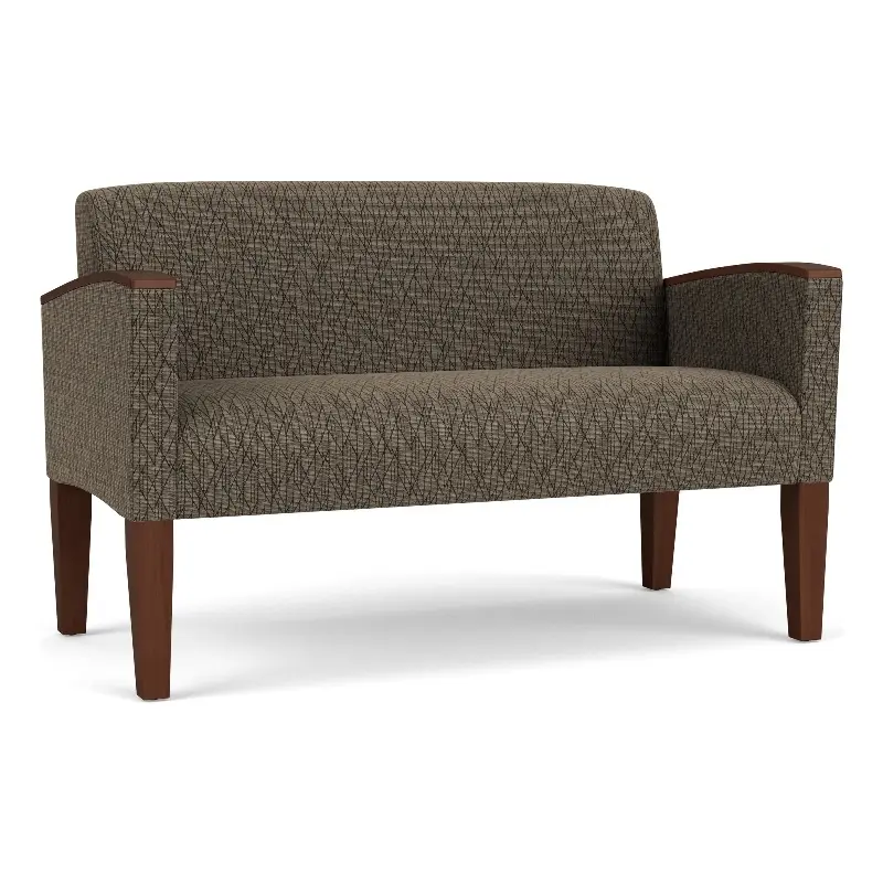 Lesro Belmont Lounge Reception Loveseat Brown - Stylish Waiting Room Seating