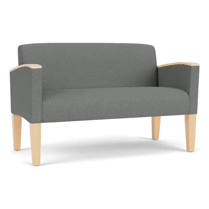 Lesro Belmont Lounge Reception Loveseat Gray - Contemporary Waiting Room Furniture