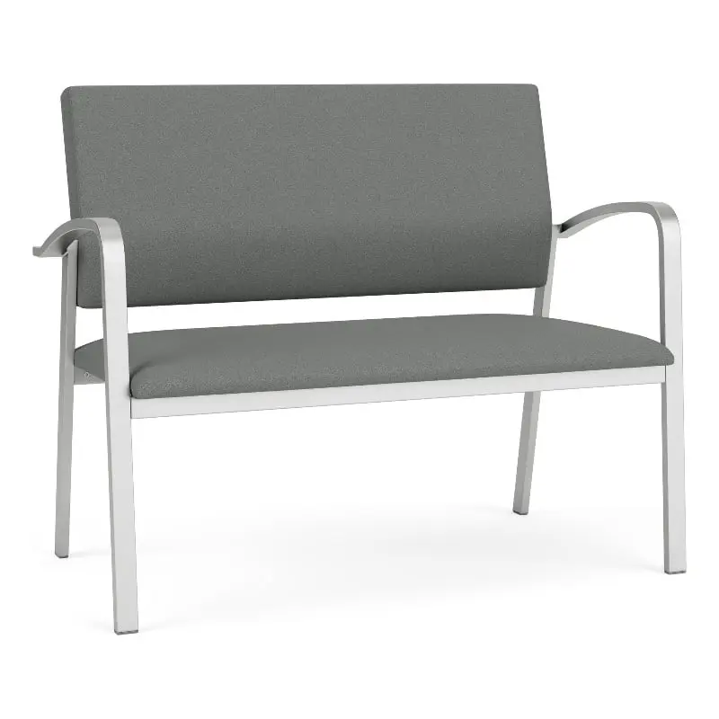 Lesro Newport 2-Seat Fabric Reception Loveseat Gray and Silver Contemporary Spaces
