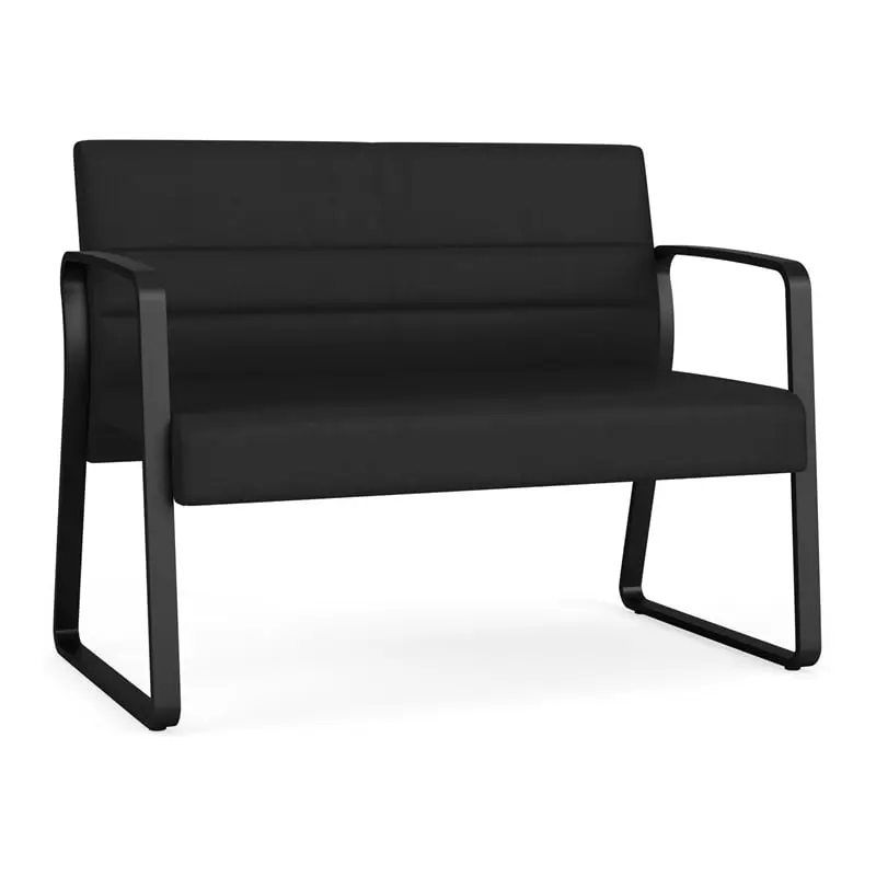 Lesro Waterfall Sled Base Polyurethane Reception Loveseat Metal Frame Black
