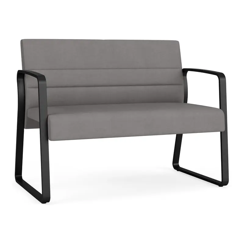 Lesro Waterfall Sled Base Polyurethane Reception Loveseat Metal Frame Gray