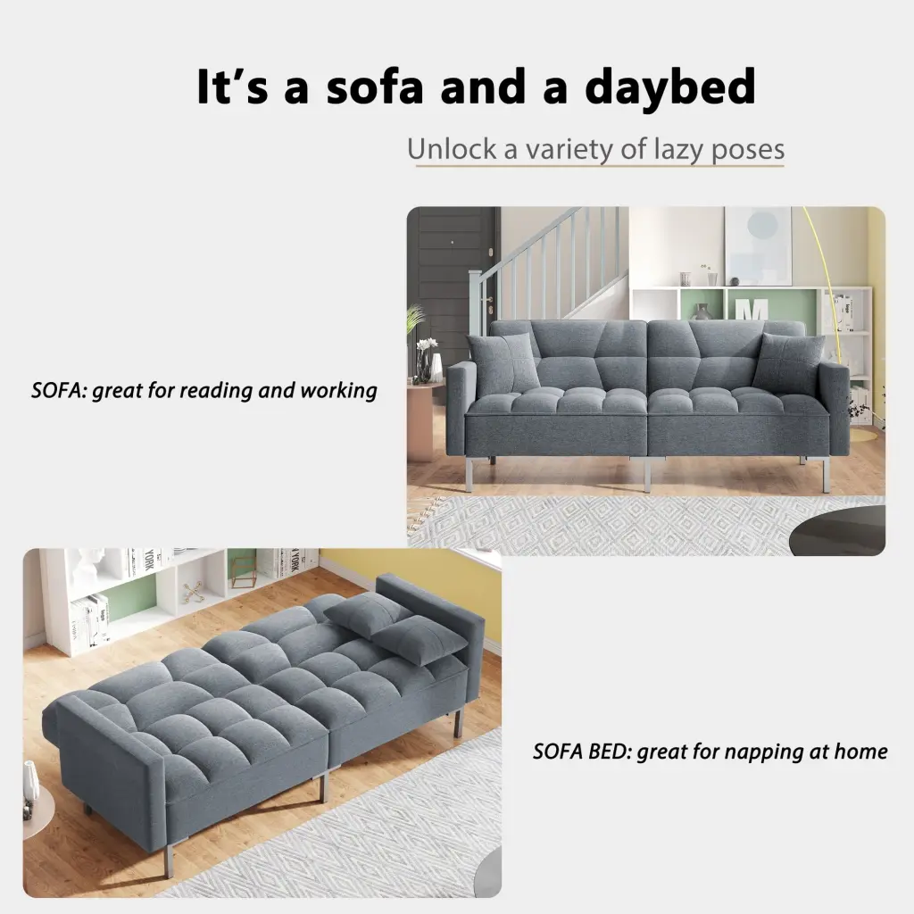 2 1 Linen Sleeper Sofa Convertible Recliner Loveseat Dark Gray Bed Bath & Beyond