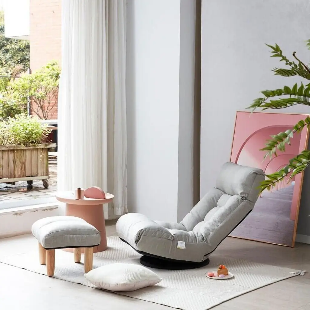 Lazy Sofa Natural Linen Rotatable Adjustable Reclining Chair Ottoman Bed Bath & Beyond