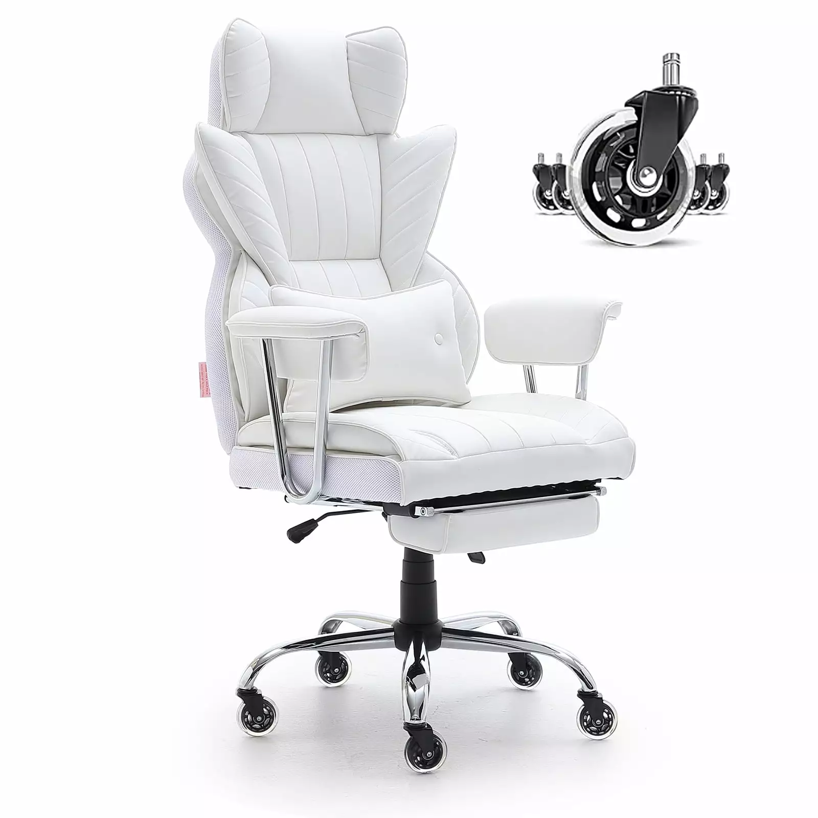 SKYSHALO Executive Office Chair 350lbs Big and Tall Reclining Chair Footrest Wide Seat