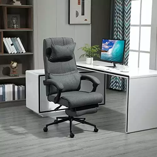 Vinsetto High Back Executive Office Chair Footrest - Reclining Computer Desk Chair Headrest and Lumbar Support TeviRoom