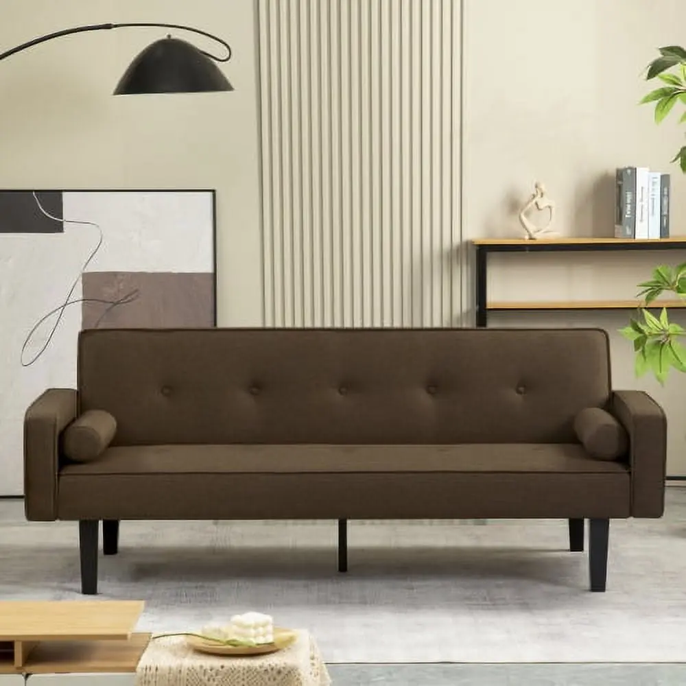 Futon Sofa Bed Convertible Couch Bed Armrests Modern Living Room Linen Sofa Bed Folding Recliner Futon Couch Sleeper Set S...