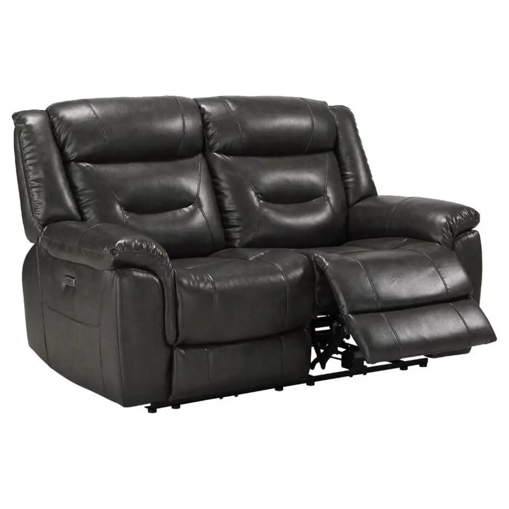 ACME Imogen Power Motion Loveseat Gray Leather-Aire - Reclining Sofa Acme Furniture