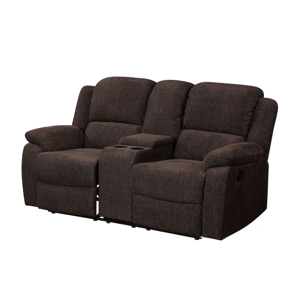 ACME Madden Chenille Motion Reclining Loveseat Console Brown - Comfortable Living Room Furniture Acme Furniture