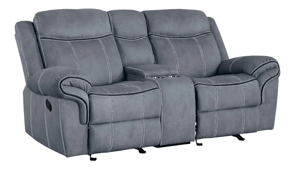 ACME Zubaida Reclining Loveseat USB Dock and Console 2-Tone Gray Velvet Acme Furniture