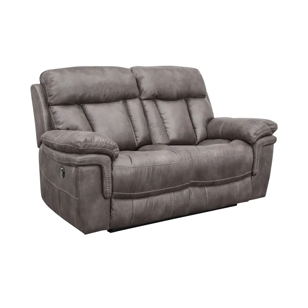 Estelle Power Loveseat Gunmetal Fabric - Modern Reclining Sofa Living Room Armen Living