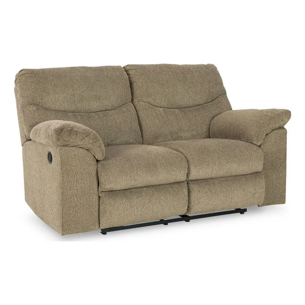 Ashley Furniture Alphons Fabric Reclining Loveseat Light Brown - Comfortable Recliner Sofa