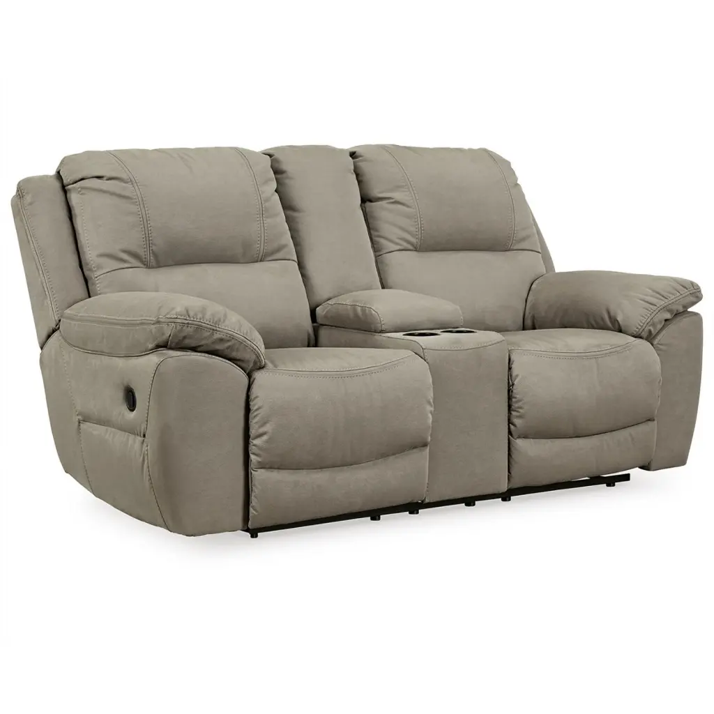 Ashley Furniture Next-Gen Gaucho Faux Leather Double Reclining Loveseat Gray - Comfortable Recliner Sofa