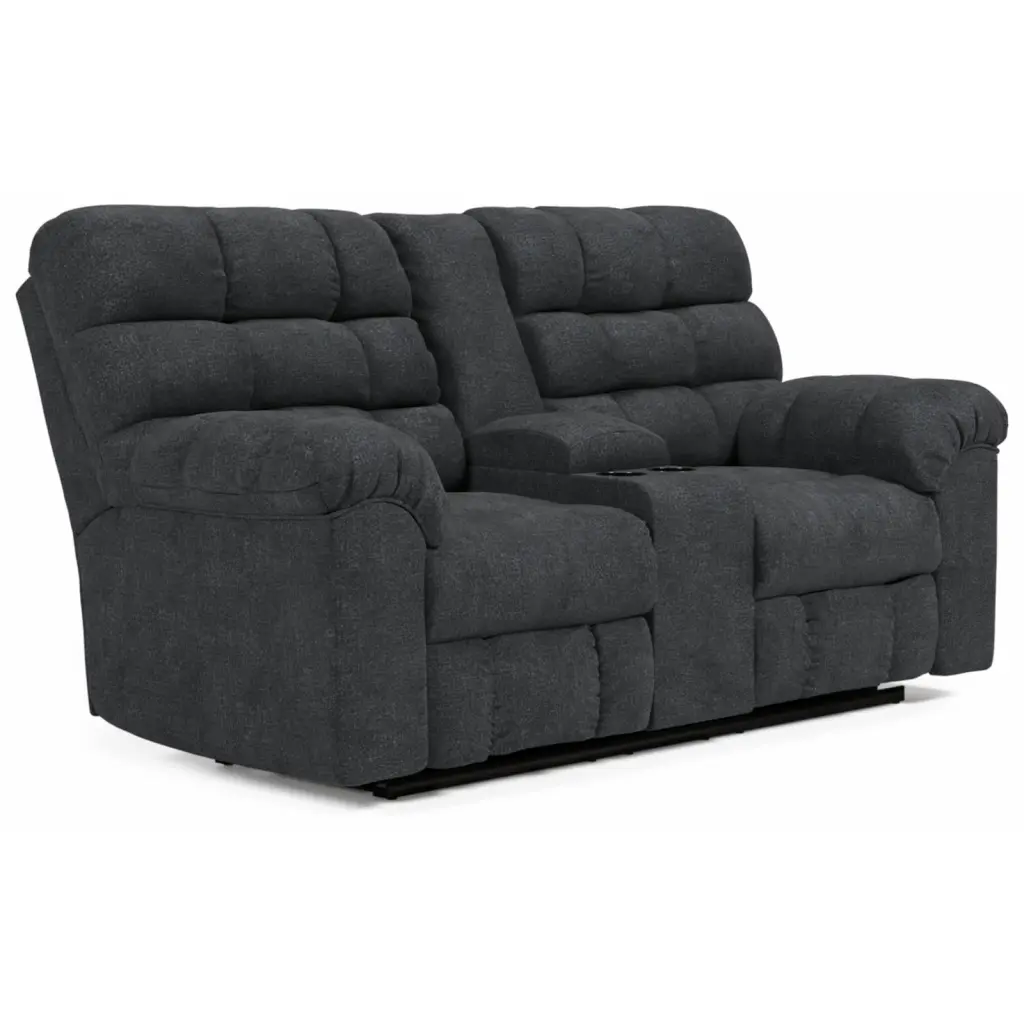 Ashley Furniture Wilhurst Contemporary Fabric Double Reclining Loveseat Gray
