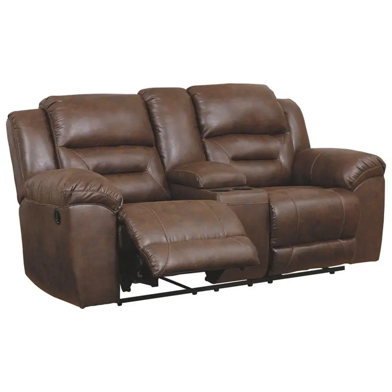 Signature Design Ashley Stoneland Reclining Loveseat Chocolate - Comfortable Recliner Sofa Ashley Furniture