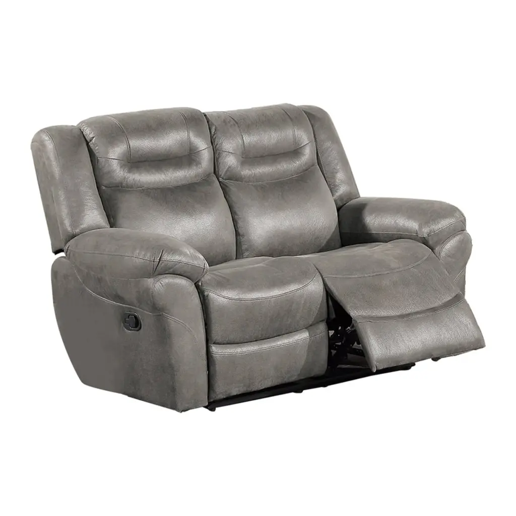 Benjara Betty 65 Inch Manual Reclining Loveseat Chair Gray