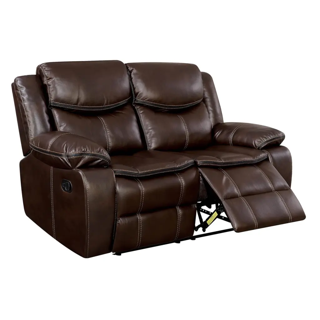 Benzara Transitional Style Double Recliner Love Seat Brown - Comfortable Sofa