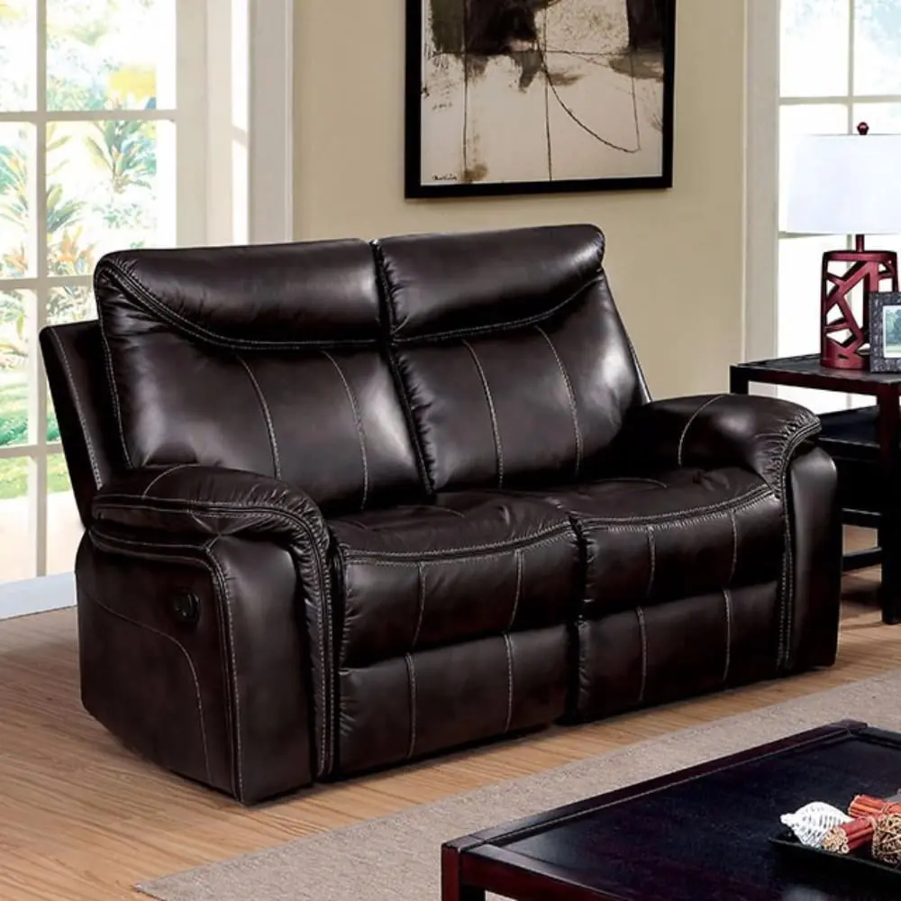 Love Seat 2 Recliners - Brown Comfortable Reclining Sofa Living Room Benzara