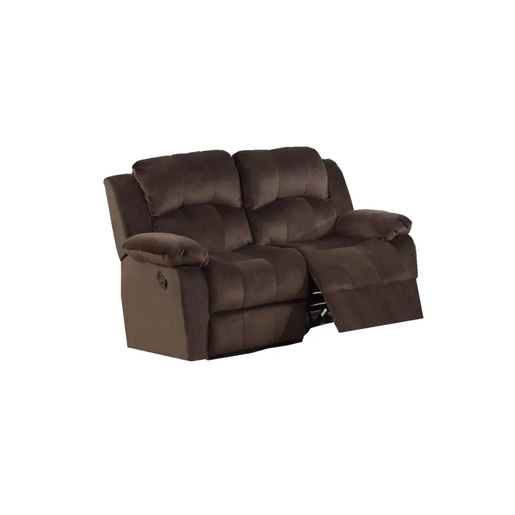 Pine Wood Reclining Loveseat Padded Upholstery Brown - Rustic Comfort Sofa Benzara