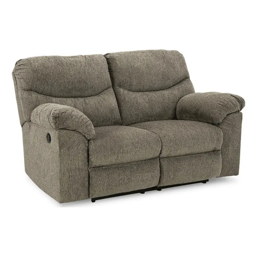 Bowery Hill Contemporary Fabric & Wood Reclining Loveseat Gray