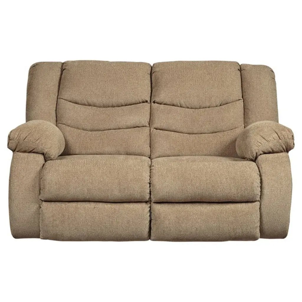Bowery Hill Contemporary Polyester Fabric Reclining Loveseat Mocha Brown