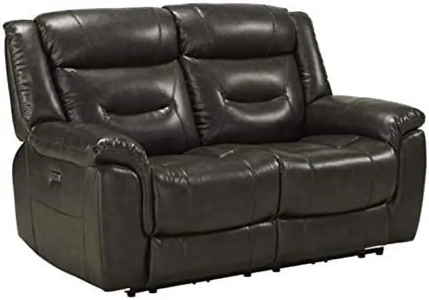 Bowery Hill Leather-Aire Power Motion Loveseat Gray - Premium Comfort