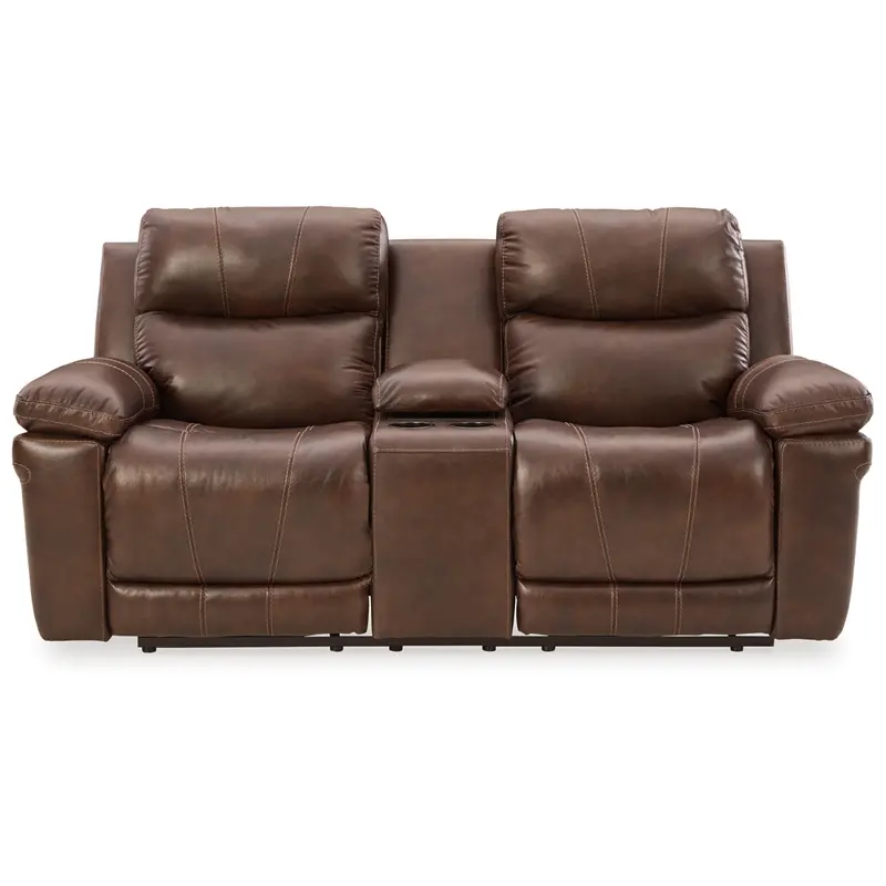 Bowery Hill Modern Leather Power Reclining Loveseat Chocolate - Luxury Sofa
