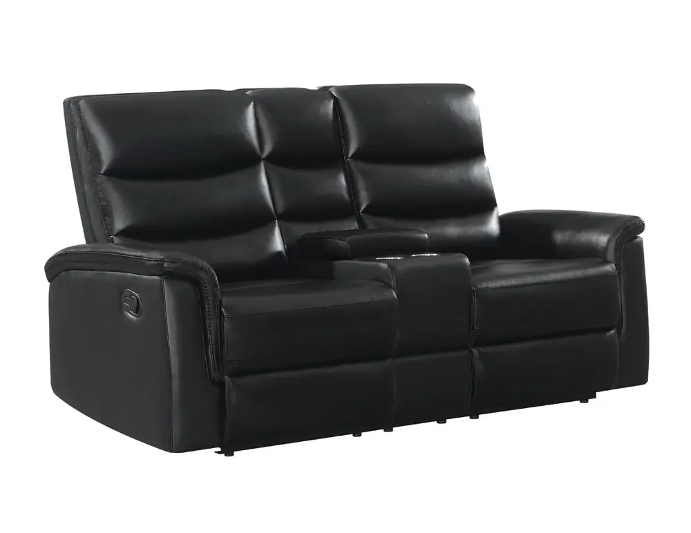 Dario Collection Motion Sleek Black Leatherette Loveseat Recliner Coaster Company