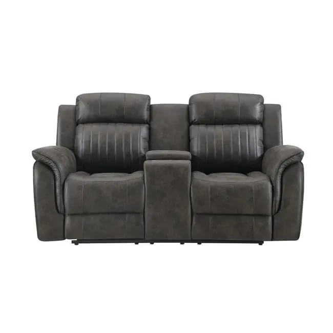 Gray Console Reclining Loveseat Convenience Concepts