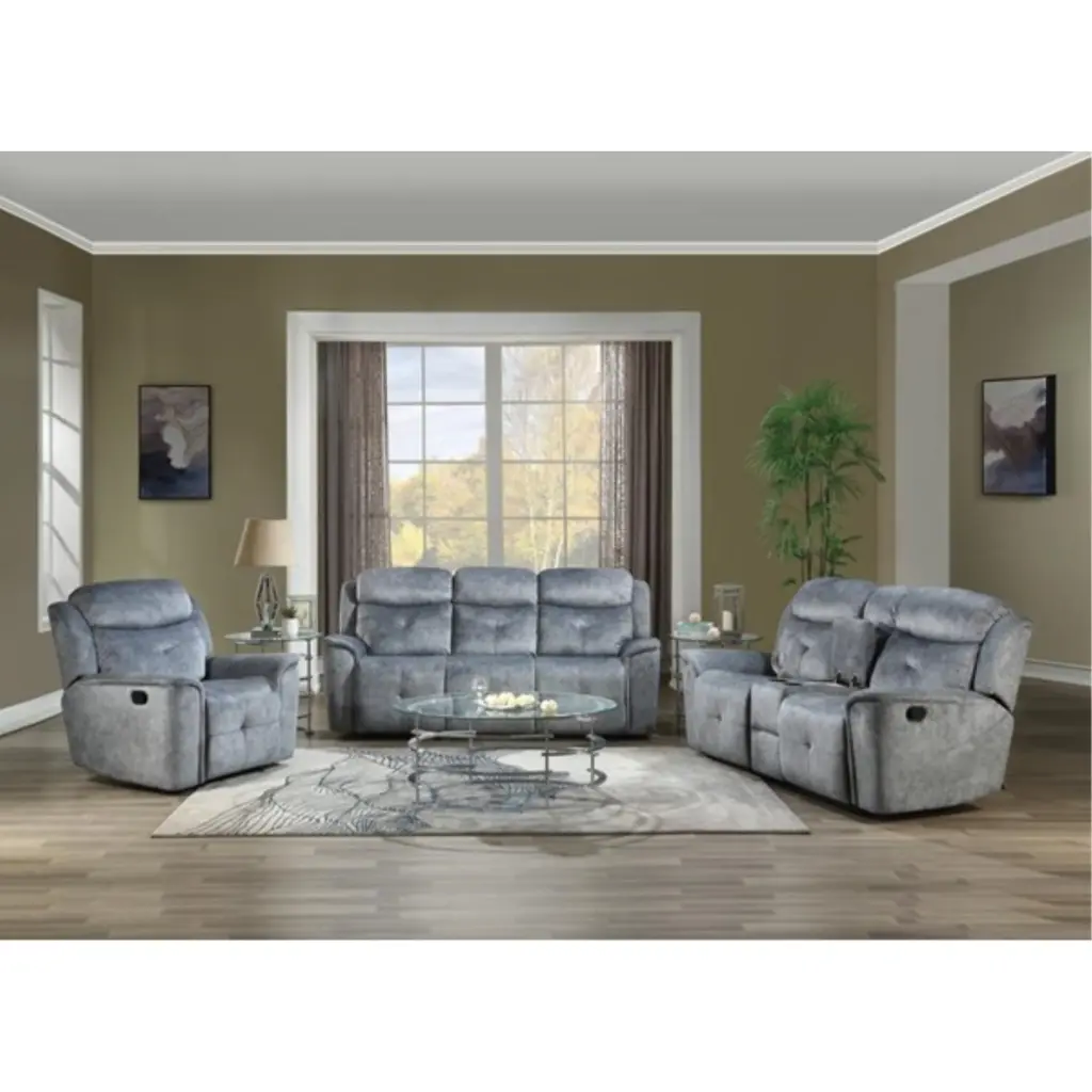 Ergode Loveseat Console Silver Gray Fabric - Motion Recliner Living Room