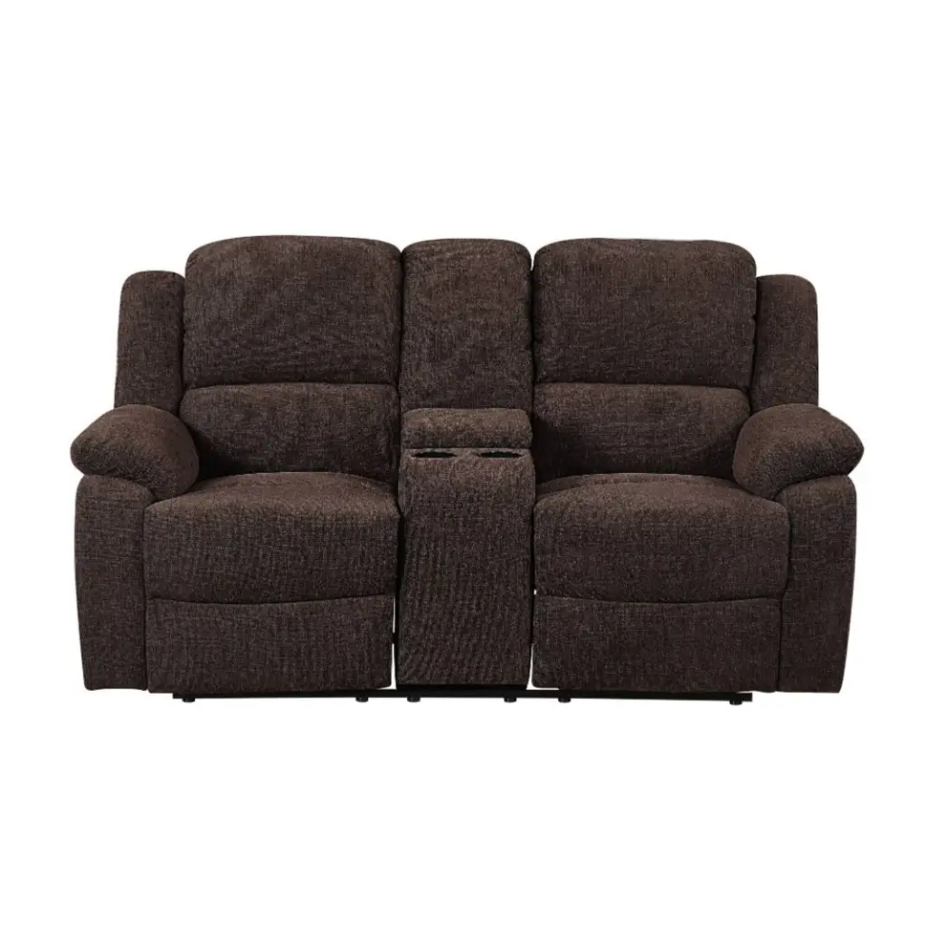 Ergode Motion Loveseat Console Brown Chenille Fabric Comfortable Seating