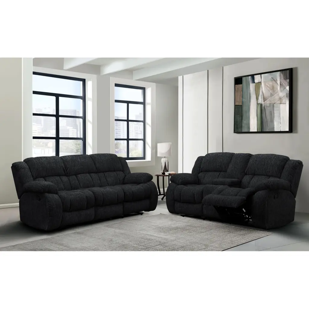 Console Reclining Loveseat - Comfortable Two-Seater Recliner Sofa Built- Console Global Furniture USA